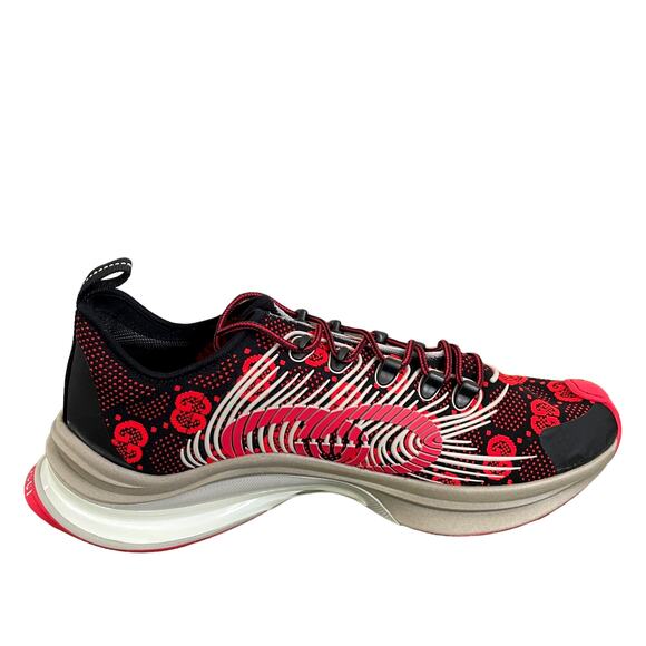 GUCCI Men's GG Run Sneakers Technical Knit 680900 Red Black Gray Sz 11 US 11.5 - Picture 1 of 16